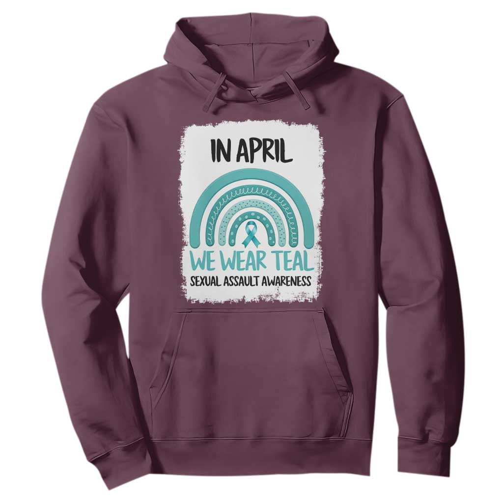 Sexual Assault Awareness Hoodie In April We Wear Teal Ribbon TS14 Maroon Print Your Wear
