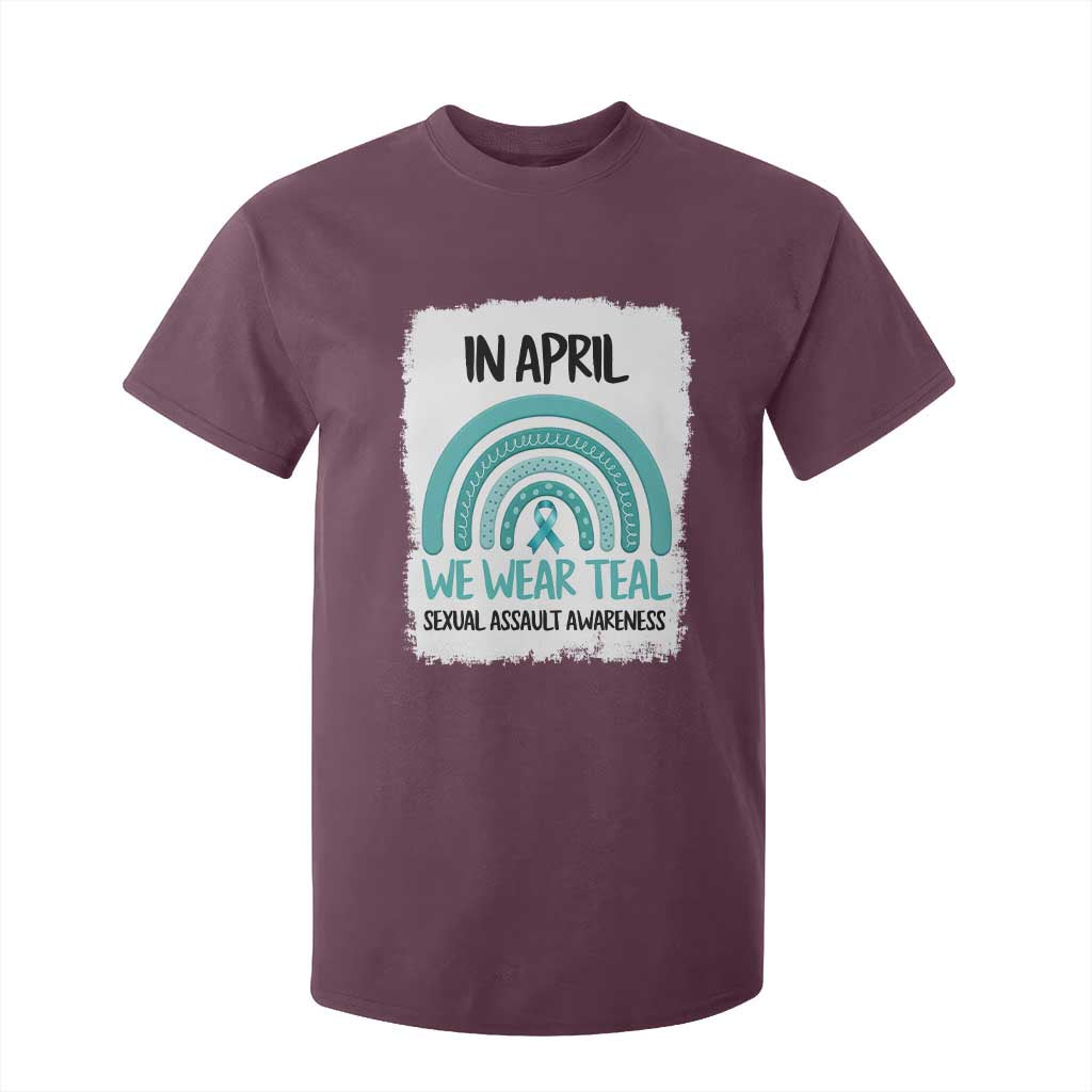 Sexual Assault Awareness T Shirt For Kid In April We Wear Teal Ribbon TS14 Maroon Print Your Wear
