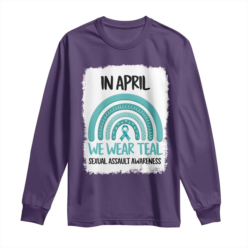 Sexual Assault Awareness Long Sleeve Shirt In April We Wear Teal Ribbon TS14 Purple Print Your Wear