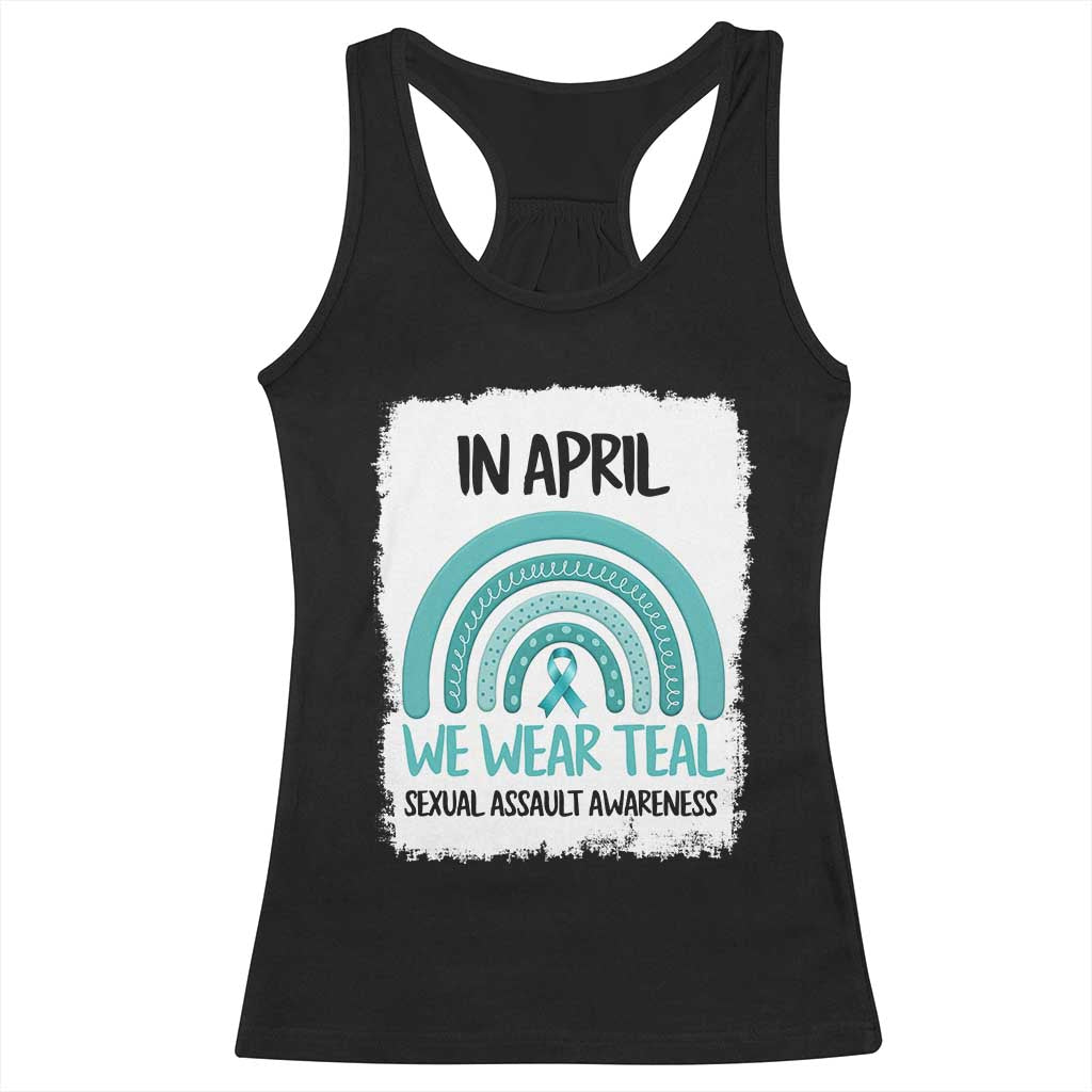 Sexual Assault Awareness Racerback Tank Top In April We Wear Teal Ribbon TS14 Black Print Your Wear