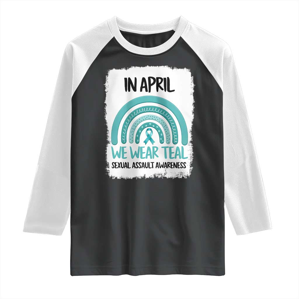 Sexual Assault Awareness Raglan Shirt In April We Wear Teal Ribbon TS14 Black White Print Your Wear