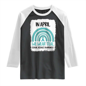 Sexual Assault Awareness Raglan Shirt In April We Wear Teal Ribbon TS14 Black White Print Your Wear
