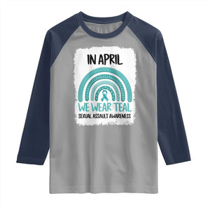 Sexual Assault Awareness Raglan Shirt In April We Wear Teal Ribbon TS14 Sport Gray Navy Print Your Wear