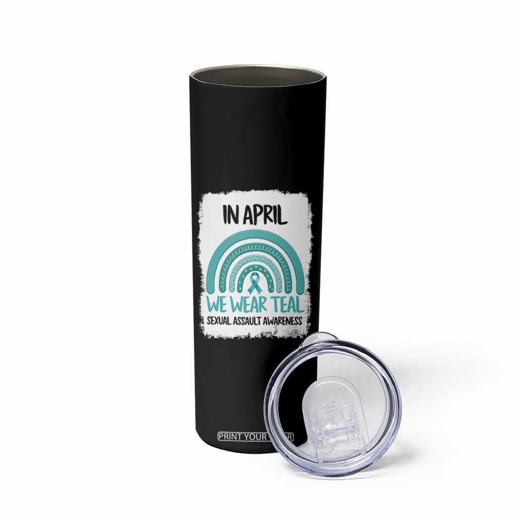 Sexual Assault Awareness Skinny Tumbler In April We Wear Teal Ribbon TS14 Print Your Wear