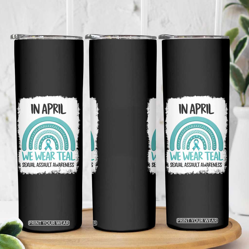 Sexual Assault Awareness Skinny Tumbler In April We Wear Teal Ribbon TS14 Print Your Wear