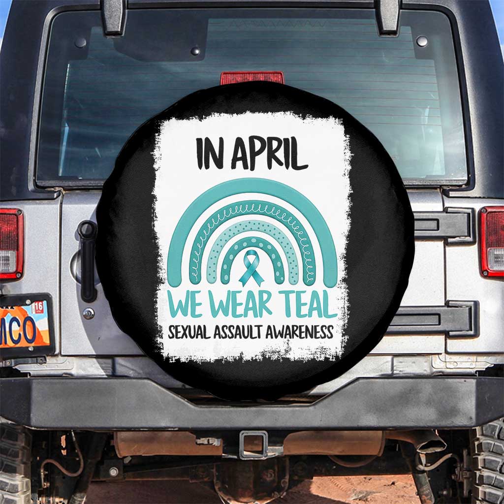 Sexual Assault Awareness Spare Tire Cover In April We Wear Teal Ribbon TS14 No hole Black Print Your Wear