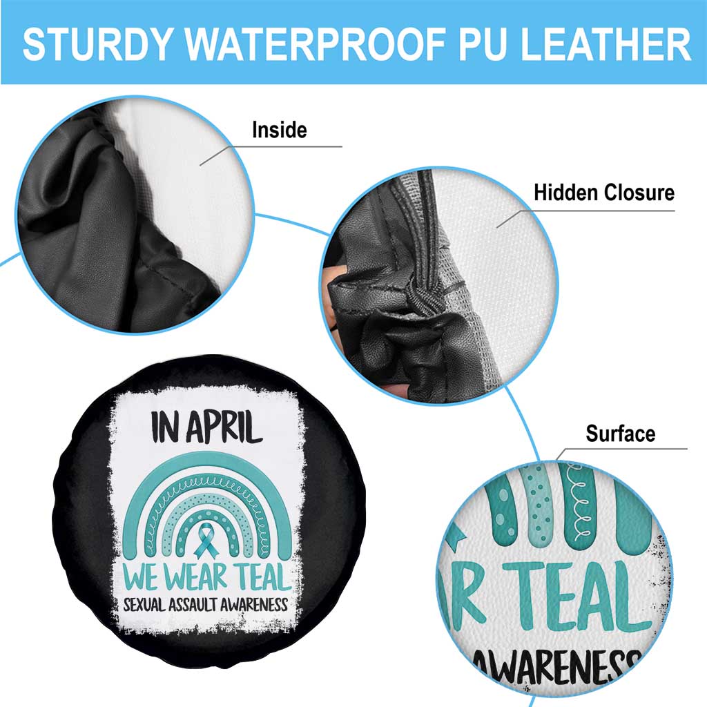 Sexual Assault Awareness Spare Tire Cover In April We Wear Teal Ribbon TS14 Print Your Wear