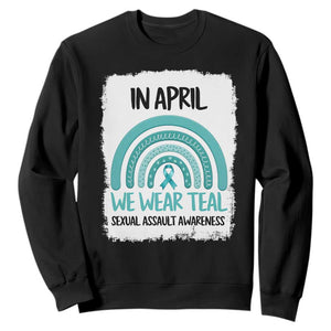 Sexual Assault Awareness Sweatshirt In April We Wear Teal Ribbon TS14 Black Print Your Wear