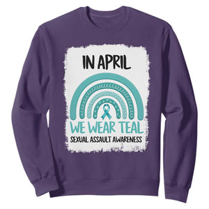 Sexual Assault Awareness Sweatshirt In April We Wear Teal Ribbon TS14 Purple Print Your Wear
