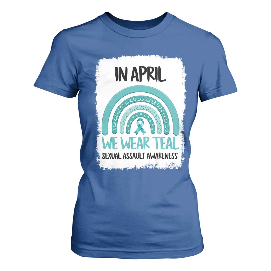 Sexual Assault Awareness T Shirt For Women In April We Wear Teal Ribbon TS14 Royal Blue Print Your Wear