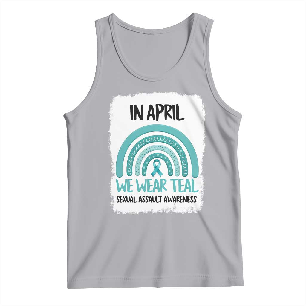 Sexual Assault Awareness Tank Top In April We Wear Teal Ribbon TS14 Athletic Heather Print Your Wear
