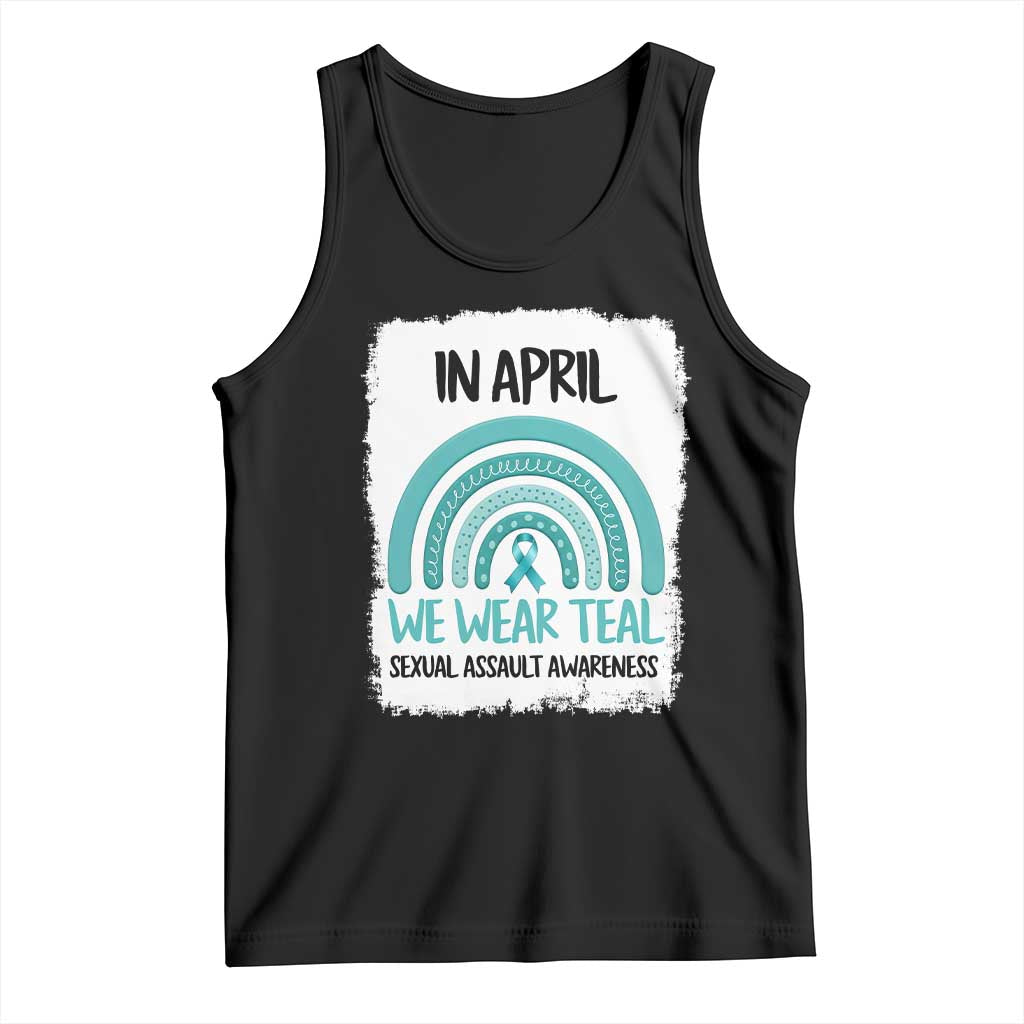 Sexual Assault Awareness Tank Top In April We Wear Teal Ribbon TS14 Black Print Your Wear