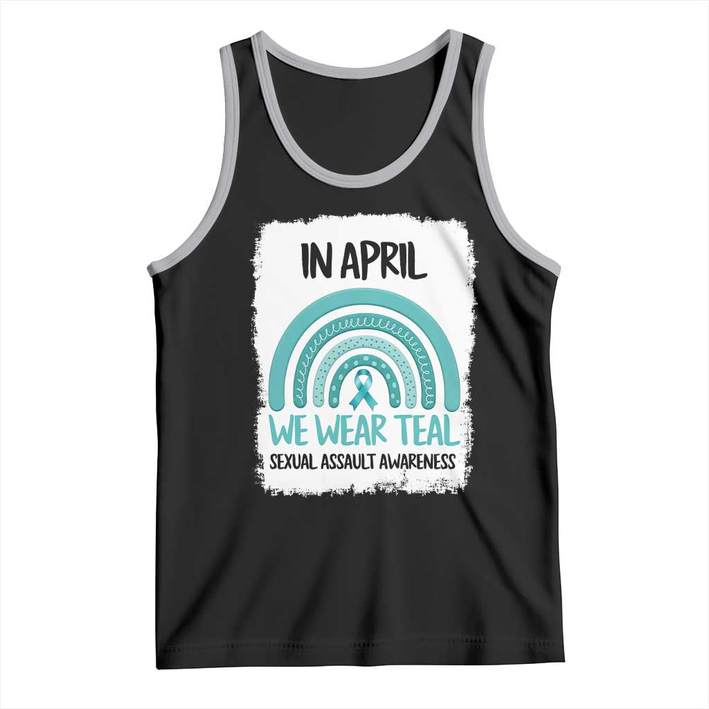 Sexual Assault Awareness Tank Top In April We Wear Teal Ribbon TS14 Black Athletic Heather Print Your Wear