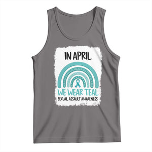 Sexual Assault Awareness Tank Top In April We Wear Teal Ribbon TS14 Deep Heather Print Your Wear