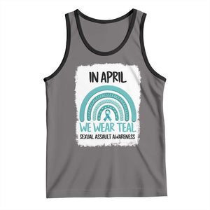 Sexual Assault Awareness Tank Top In April We Wear Teal Ribbon TS14 Deep Heather Black Print Your Wear