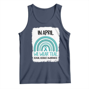 Sexual Assault Awareness Tank Top In April We Wear Teal Ribbon TS14 Navy Print Your Wear