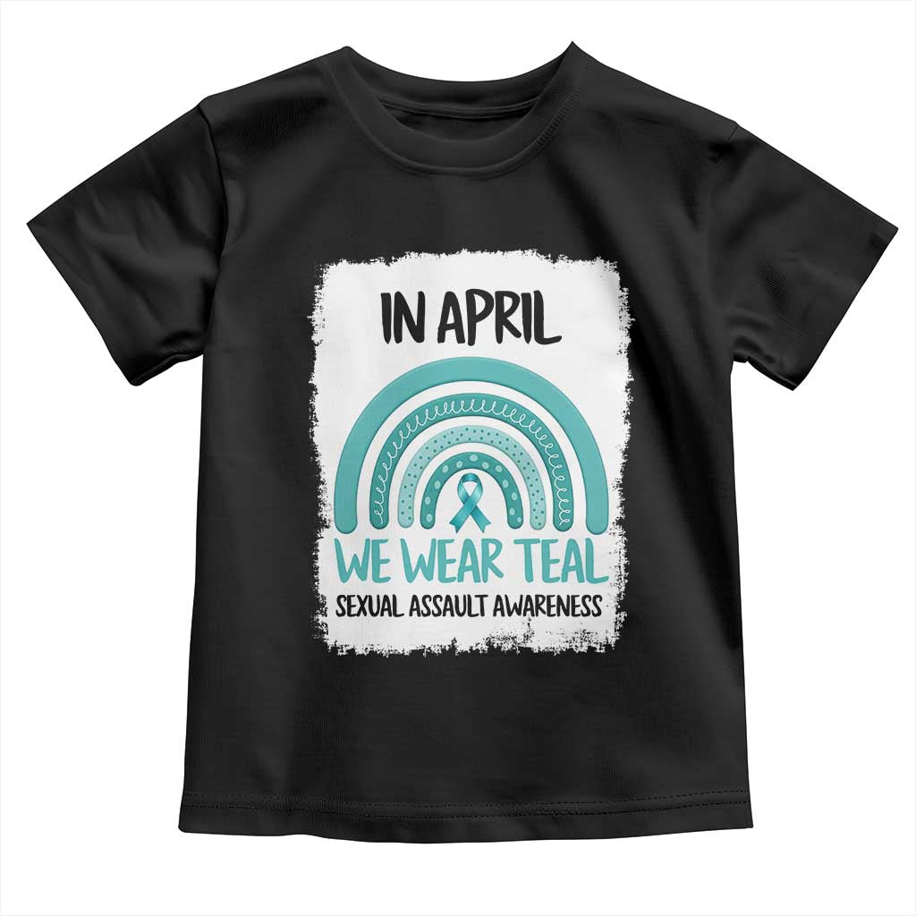 Sexual Assault Awareness Toddler T Shirt In April We Wear Teal Ribbon TS14 Black Print Your Wear