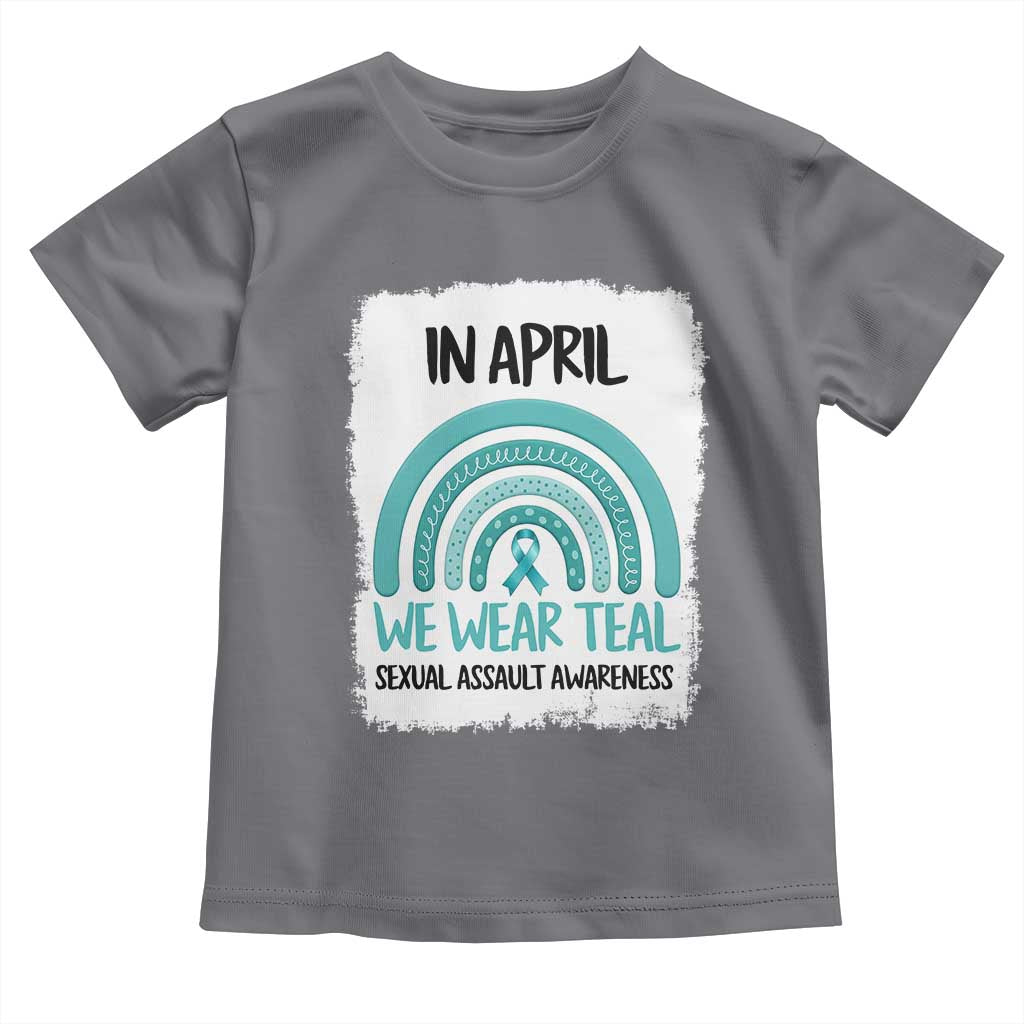 Sexual Assault Awareness Toddler T Shirt In April We Wear Teal Ribbon TS14 Charcoal Print Your Wear