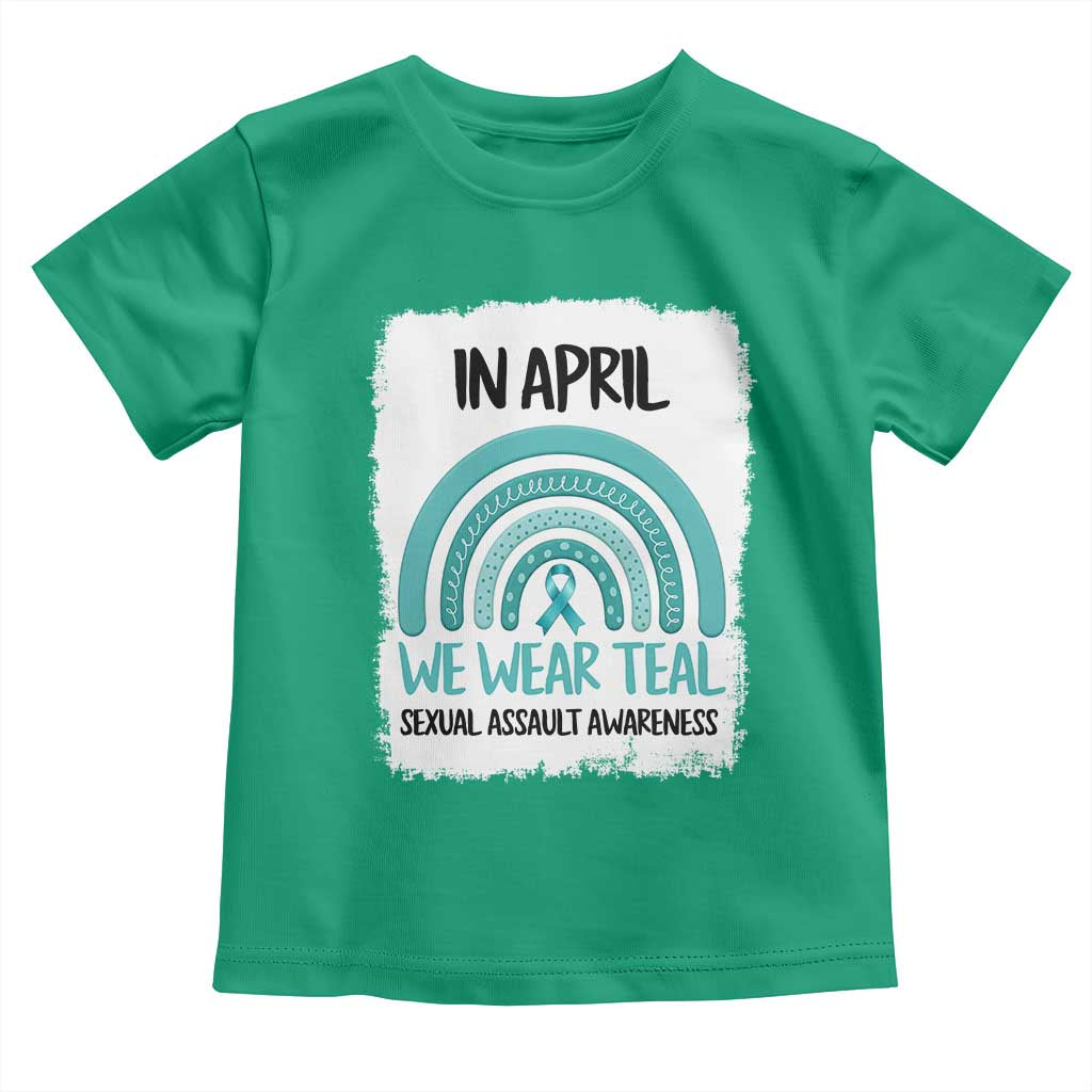 Sexual Assault Awareness Toddler T Shirt In April We Wear Teal Ribbon TS14 Irish Green Print Your Wear