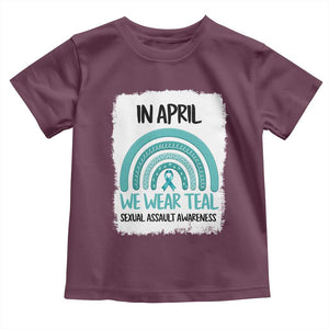 Sexual Assault Awareness Toddler T Shirt In April We Wear Teal Ribbon TS14 Maroon Print Your Wear
