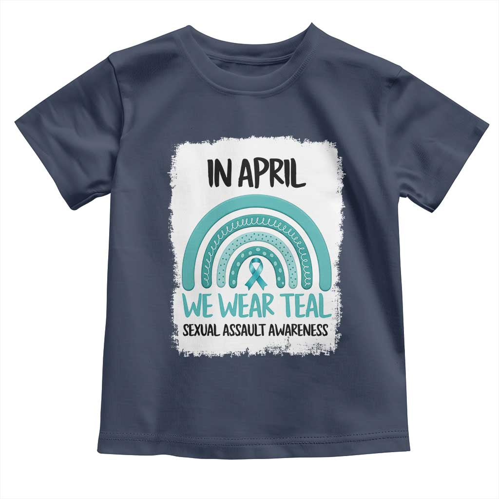 Sexual Assault Awareness Toddler T Shirt In April We Wear Teal Ribbon TS14 Navy Print Your Wear