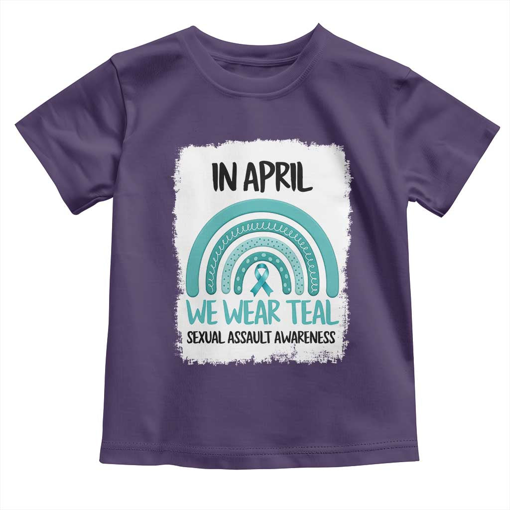 Sexual Assault Awareness Toddler T Shirt In April We Wear Teal Ribbon TS14 Purple Print Your Wear