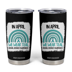 Sexual Assault Awareness Tumbler Cup In April We Wear Teal Ribbon TS14 Black Print Your Wear