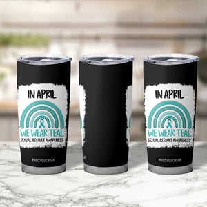 Sexual Assault Awareness Tumbler Cup In April We Wear Teal Ribbon TS14 Print Your Wear