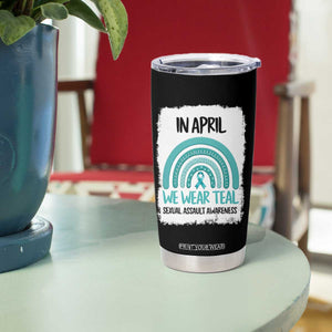 Sexual Assault Awareness Tumbler Cup In April We Wear Teal Ribbon TS14 Print Your Wear
