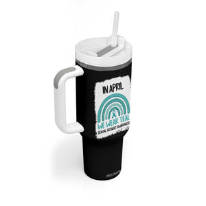 Sexual Assault Awareness Tumbler With Handle In April We Wear Teal Ribbon TS14 Print Your Wear