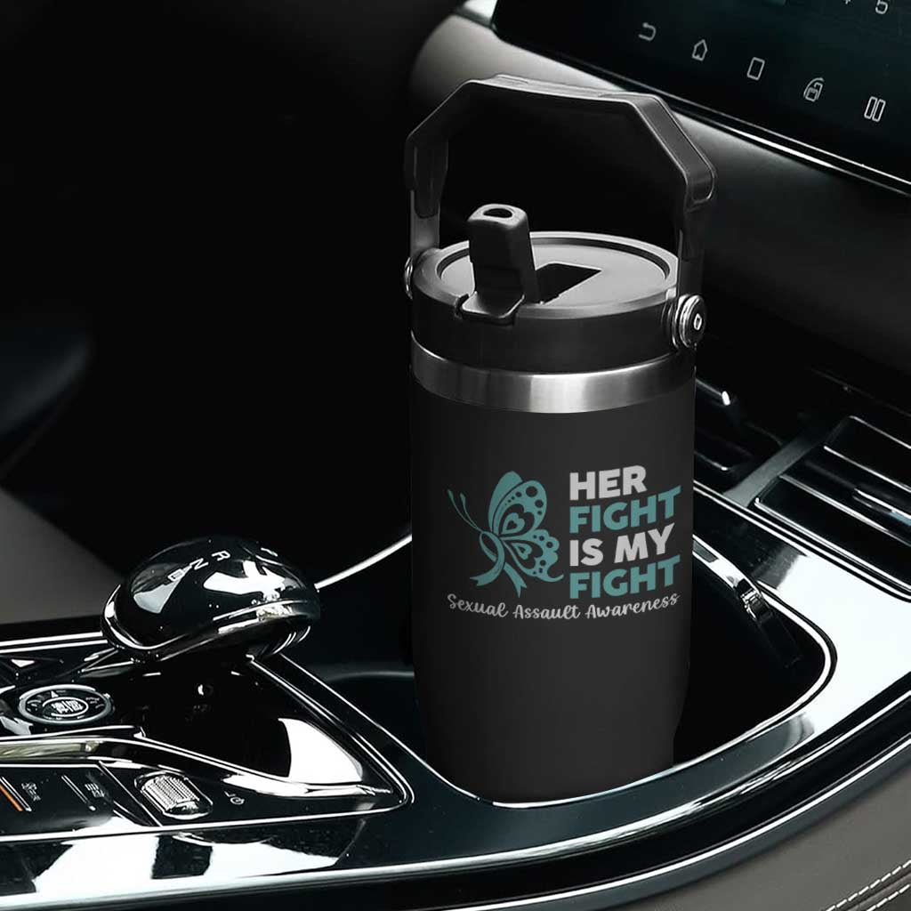 Sexual Assault Awareness Flip Straw Tumbler Her Fight is My Fight TS14 Print Your Wear