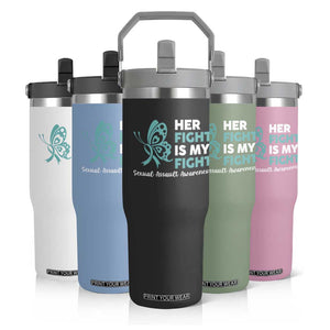 Sexual Assault Awareness Flip Straw Tumbler Her Fight is My Fight TS14 Print Your Wear