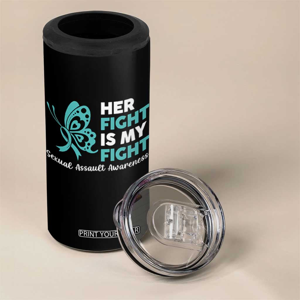 Sexual Assault Awareness 4 in 1 Can Cooler Tumbler Her Fight is My Fight TS14 Print Your Wear
