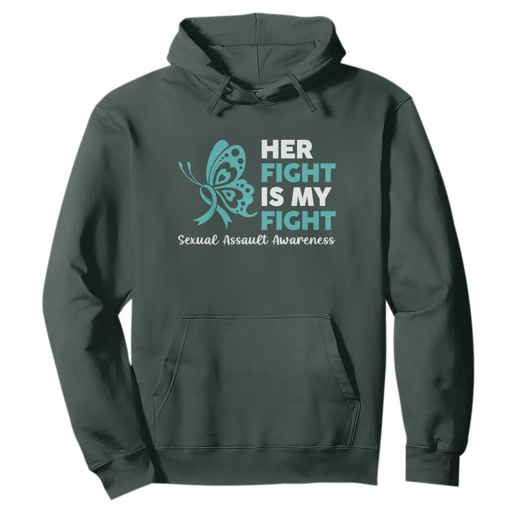 Sexual Assault Awareness Hoodie Her Fight is My Fight TS14 Dark Forest Green Print Your Wear