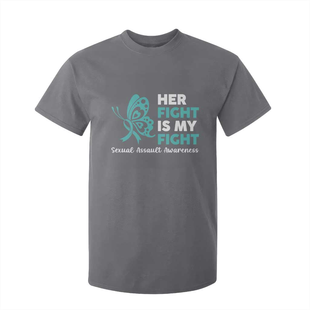 Sexual Assault Awareness T Shirt For Kid Her Fight is My Fight TS14 Charcoal Print Your Wear