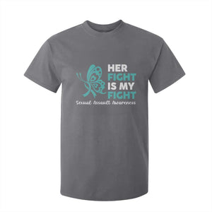 Sexual Assault Awareness T Shirt For Kid Her Fight is My Fight TS14 Charcoal Print Your Wear