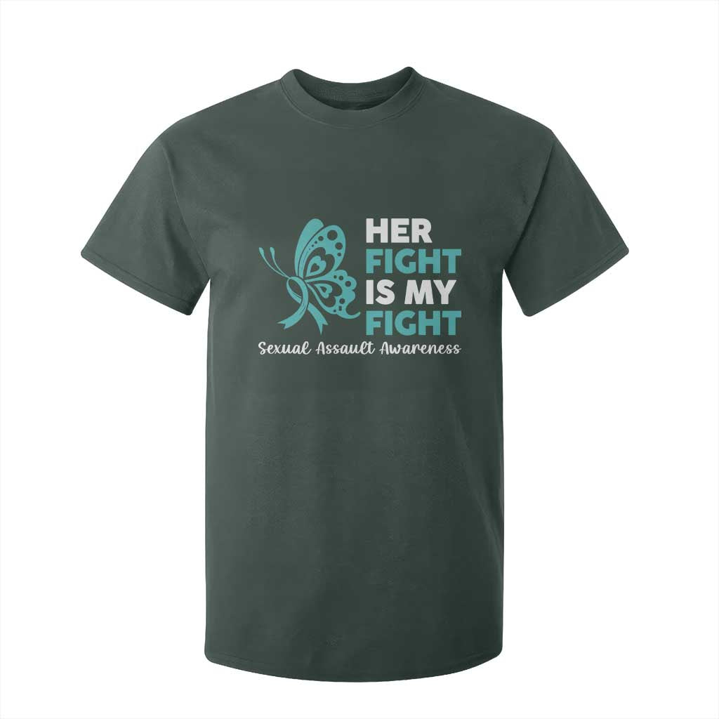 Sexual Assault Awareness T Shirt For Kid Her Fight is My Fight TS14 Dark Forest Green Print Your Wear