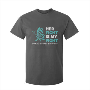 Sexual Assault Awareness T Shirt For Kid Her Fight is My Fight TS14 Dark Heather Print Your Wear