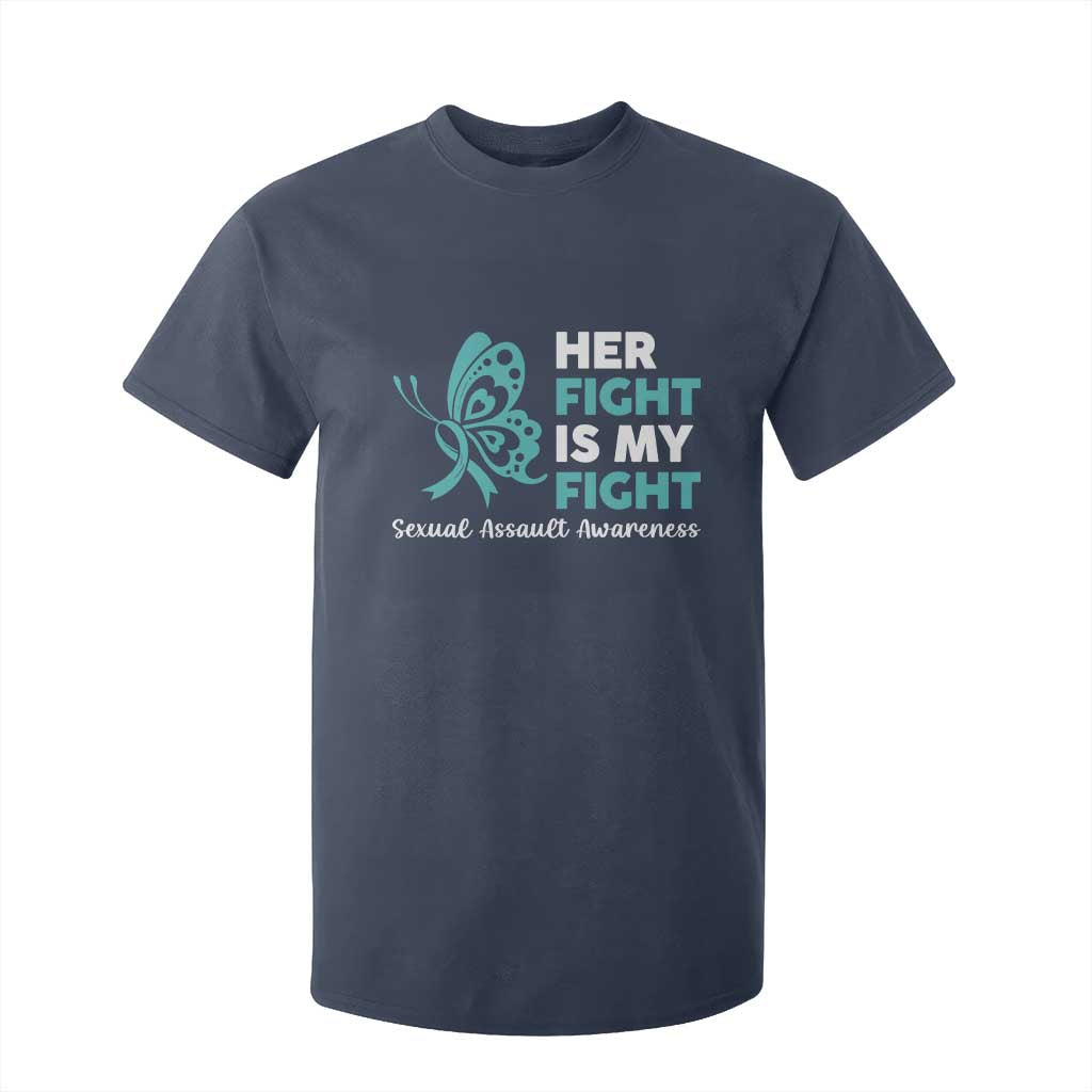 Sexual Assault Awareness T Shirt For Kid Her Fight is My Fight TS14 Navy Print Your Wear