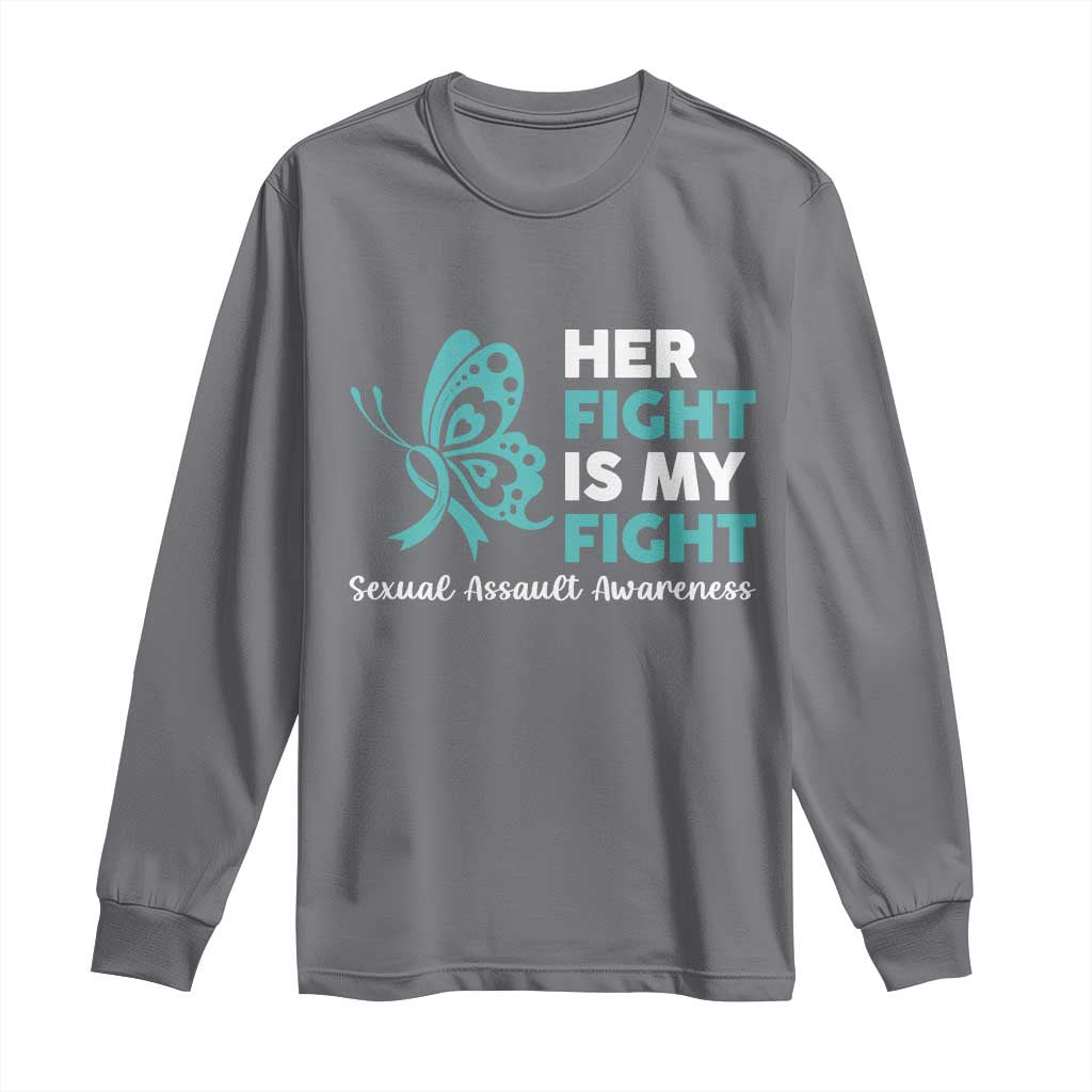 Sexual Assault Awareness Long Sleeve Shirt Her Fight is My Fight TS14 Charcoal Print Your Wear