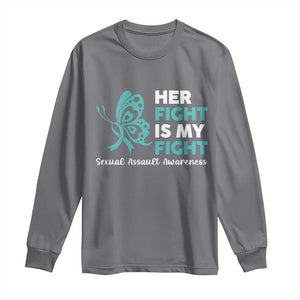 Sexual Assault Awareness Long Sleeve Shirt Her Fight is My Fight TS14 Charcoal Print Your Wear