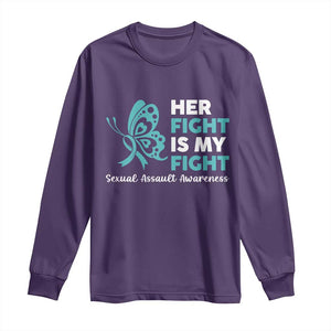 Sexual Assault Awareness Long Sleeve Shirt Her Fight is My Fight TS14 Purple Print Your Wear