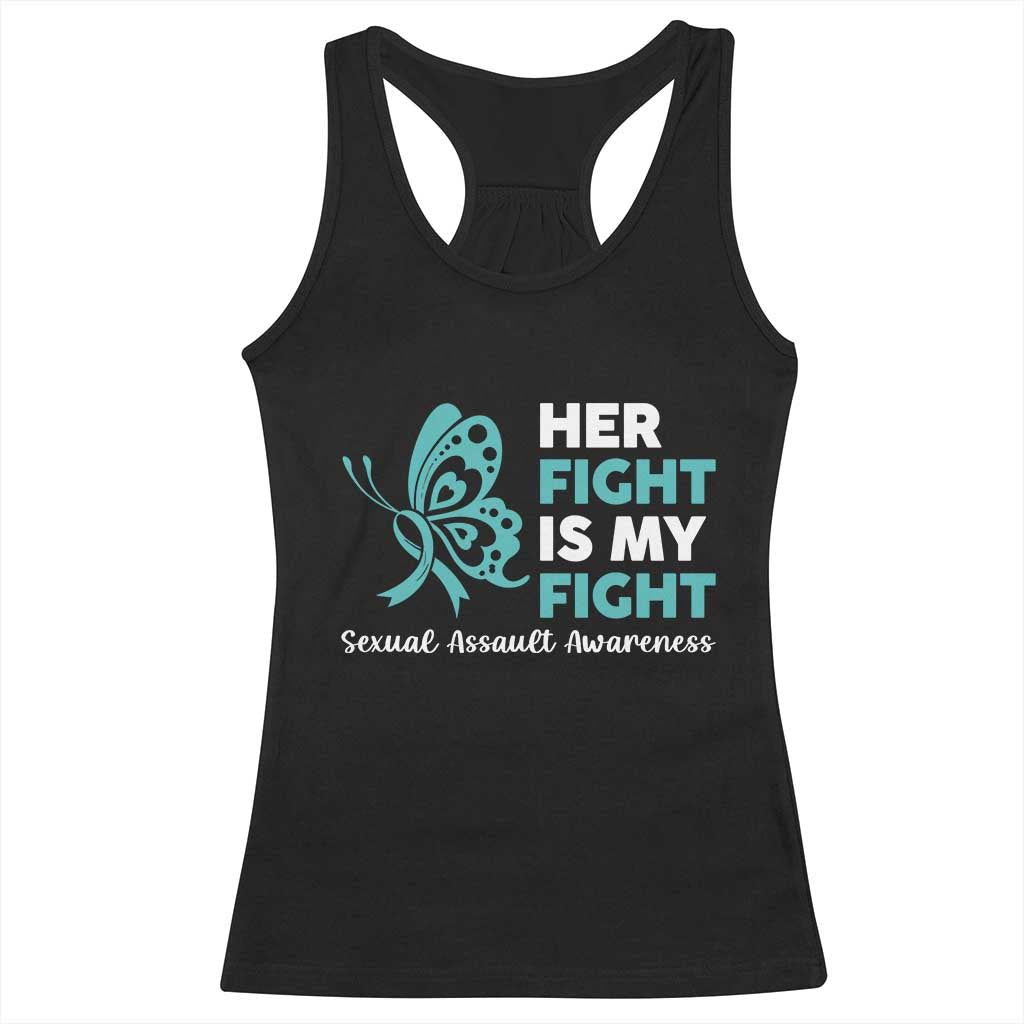 Sexual Assault Awareness Racerback Tank Top Her Fight is My Fight TS14 Black Print Your Wear