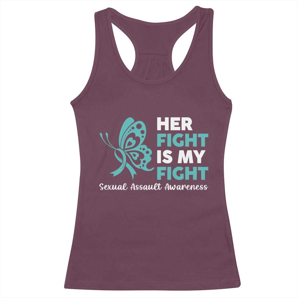 Sexual Assault Awareness Racerback Tank Top Her Fight is My Fight TS14 Maroon Print Your Wear