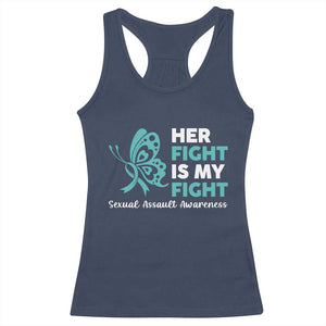 Sexual Assault Awareness Racerback Tank Top Her Fight is My Fight TS14 Navy Print Your Wear
