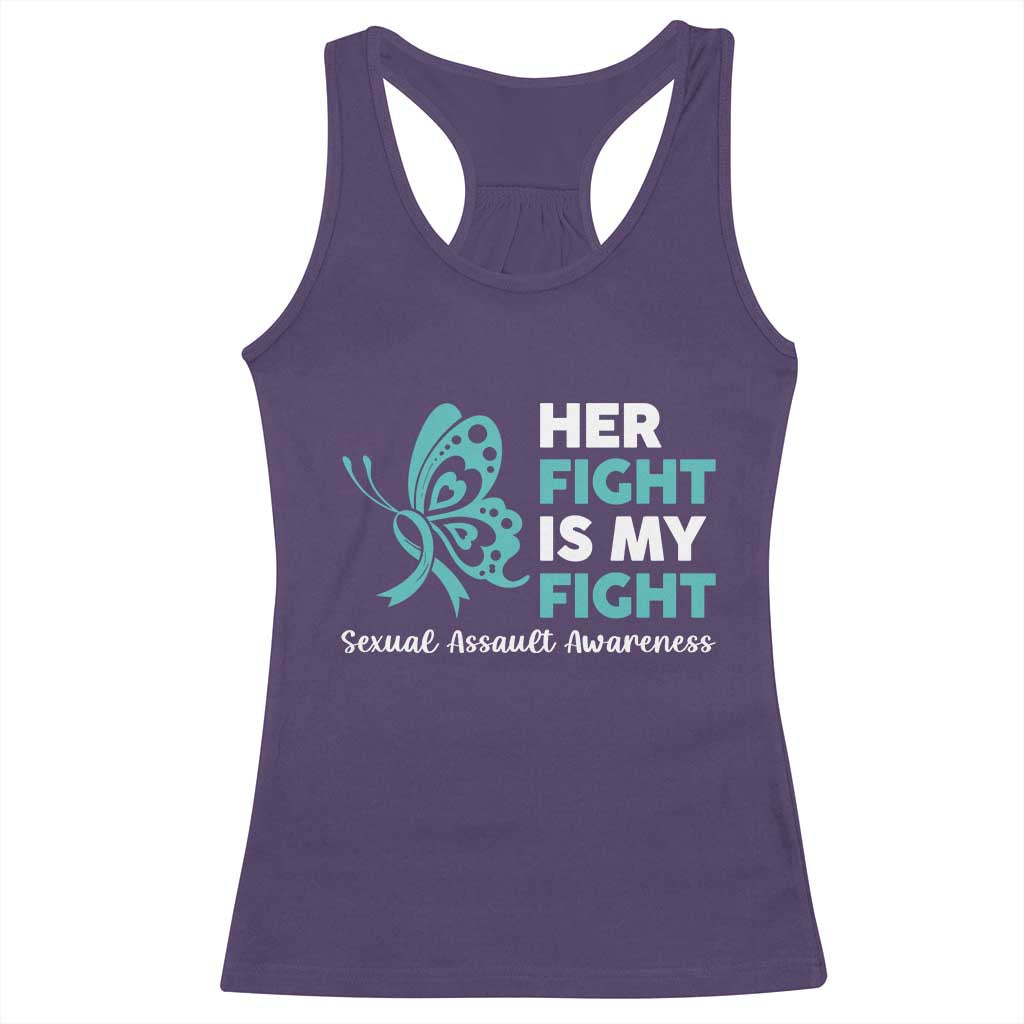 Sexual Assault Awareness Racerback Tank Top Her Fight is My Fight TS14 Purple Print Your Wear