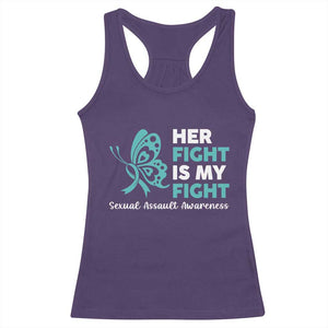 Sexual Assault Awareness Racerback Tank Top Her Fight is My Fight TS14 Purple Print Your Wear