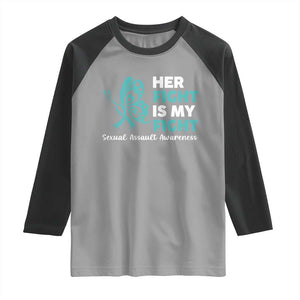 Sexual Assault Awareness Raglan Shirt Her Fight is My Fight TS14 Sport Gray Black Print Your Wear