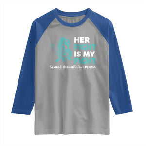 Sexual Assault Awareness Raglan Shirt Her Fight is My Fight TS14 Sport Gray Royal Print Your Wear