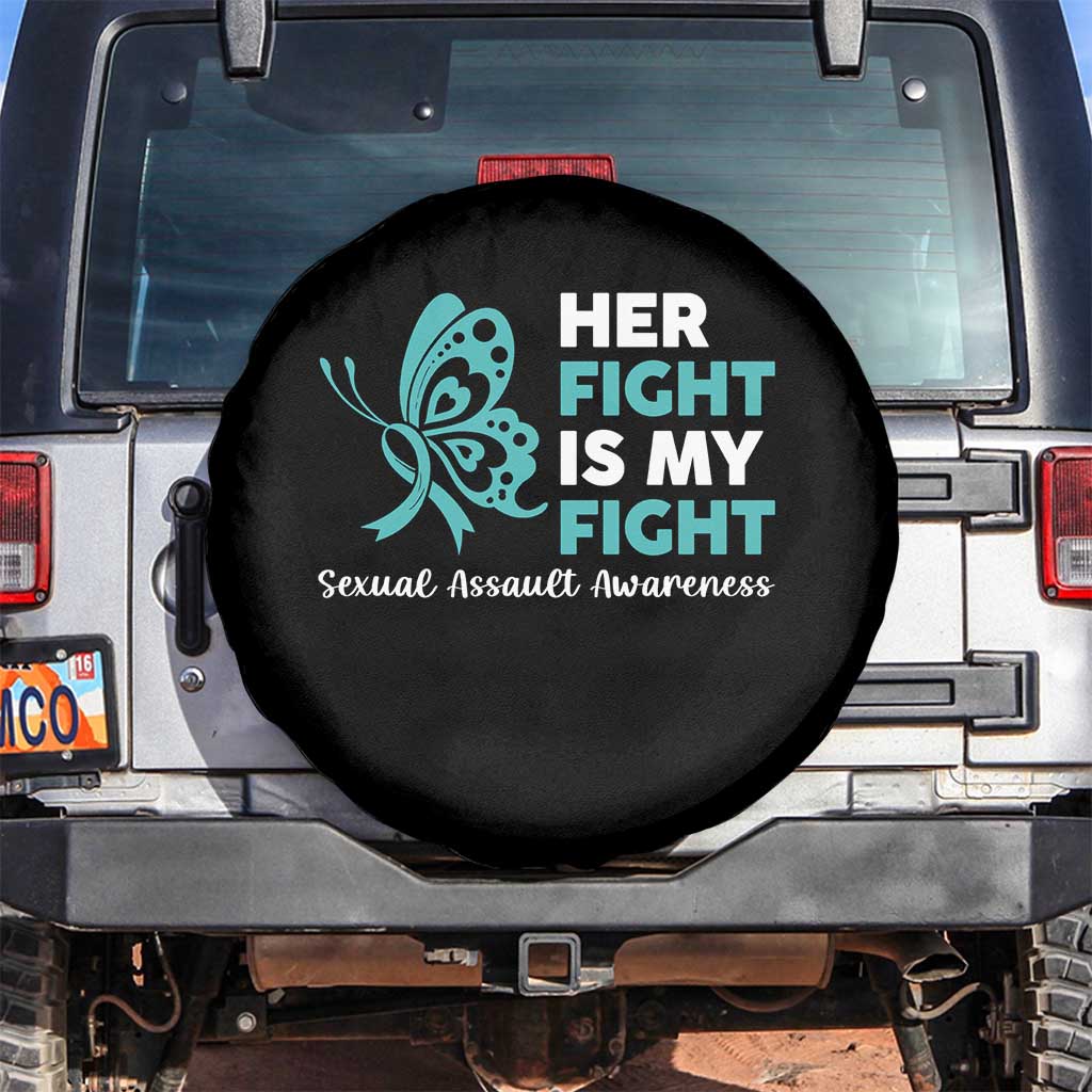 Sexual Assault Awareness Spare Tire Cover Her Fight is My Fight TS14 No hole Black Print Your Wear